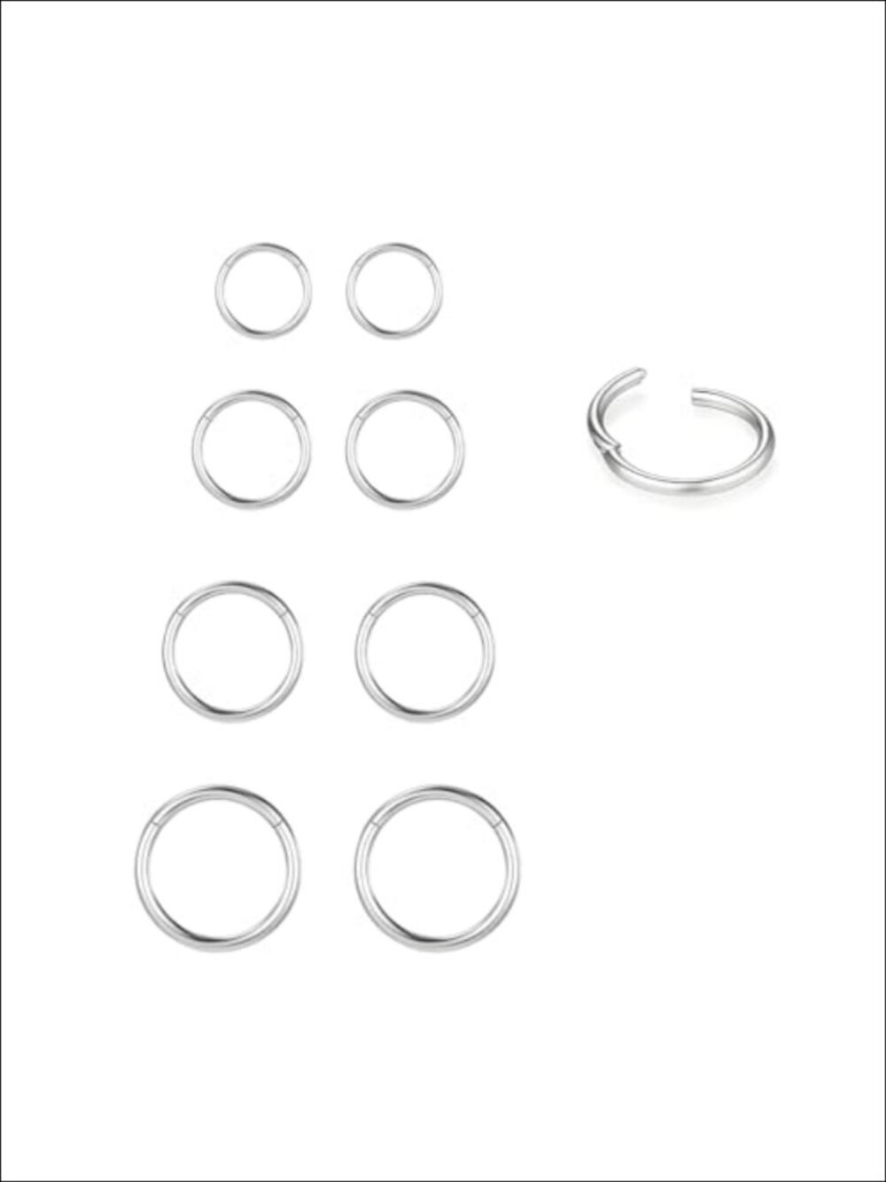 316L Stainless Steel Nose Ring Hoop Set Piercing Jewelry